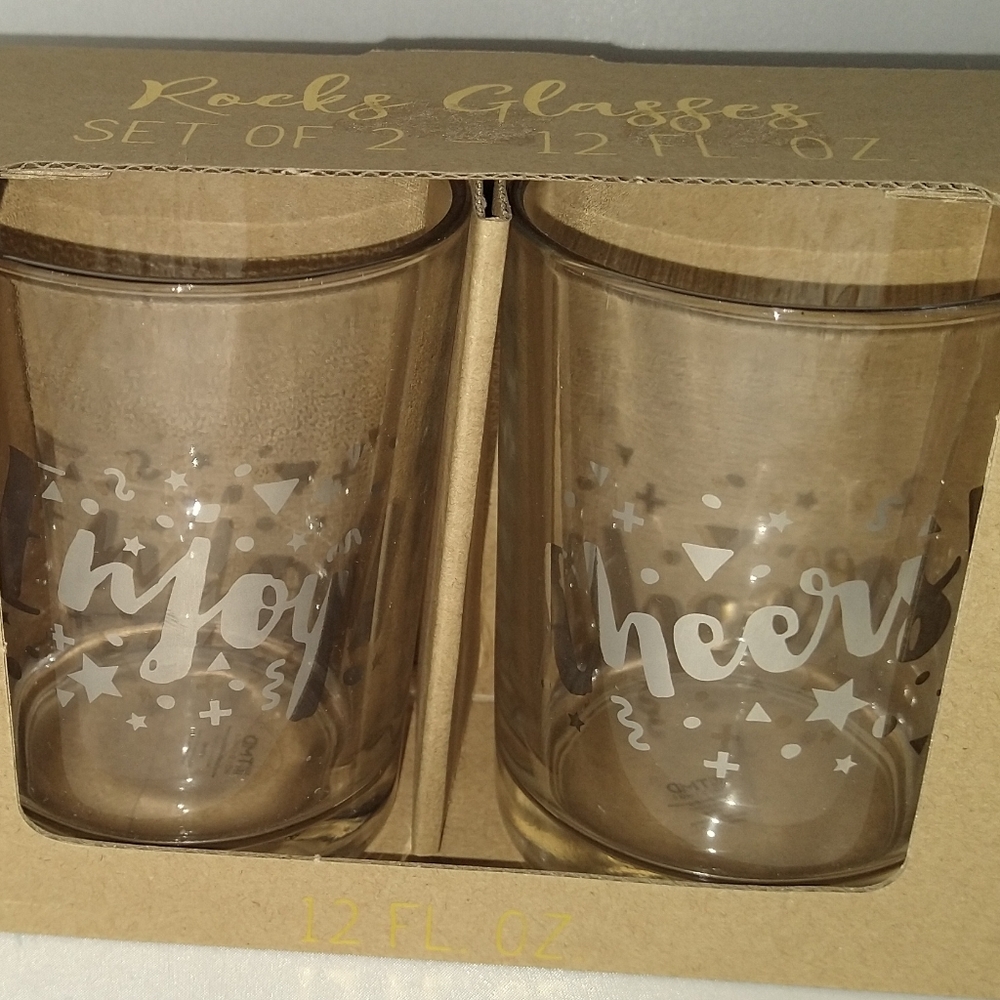 TMD Holdings Rocks Glasses. Set of 2. Confetti.